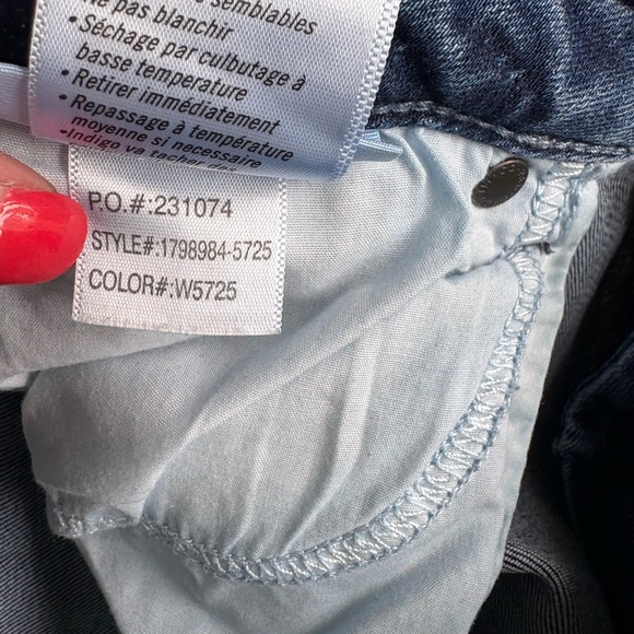 Paige Jax Knee Short Blue Denim Cuffed Stretch Jean Shorts Size 29 - Picture 10 of 10